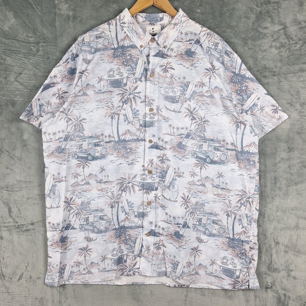 Bonlax Shirt Mens 3XL Hawaiian Tropical Camp Button‎ Down Vacation Beach Resort